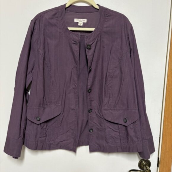 COLDWATER CREEK SHAPED WOMEN PURPLE BUTTON DOWN COTTON JACKET. SZ. W18 - Picture 2 of 5